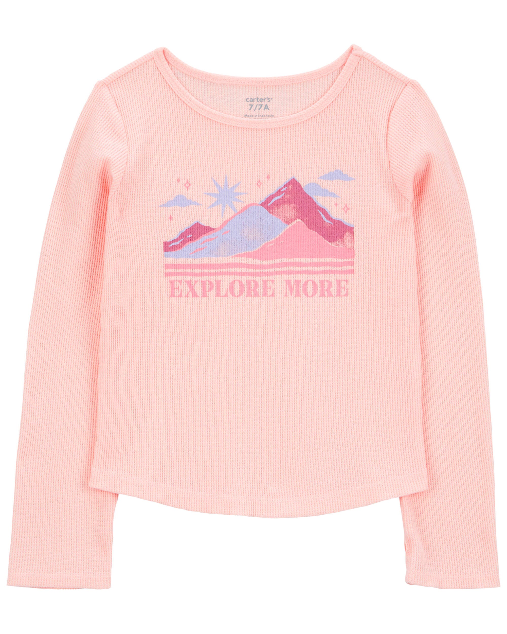 Kid Waffle Knit Long-Sleeve Thermal Tee - Pink - Carter's | Carter's