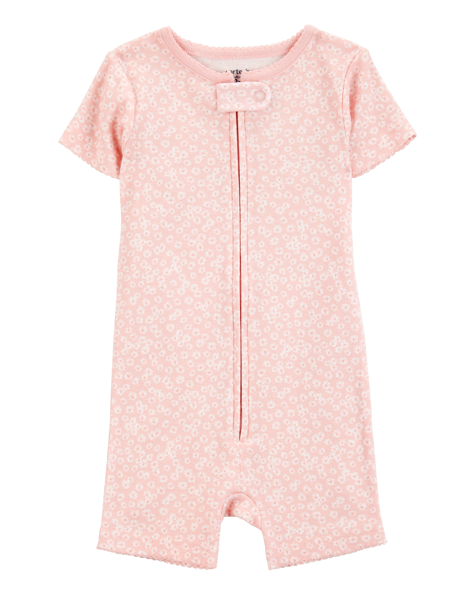 Toddler Girl 1-Piece Floral 100% Snug Fit Cotton Romper PJs - Pink