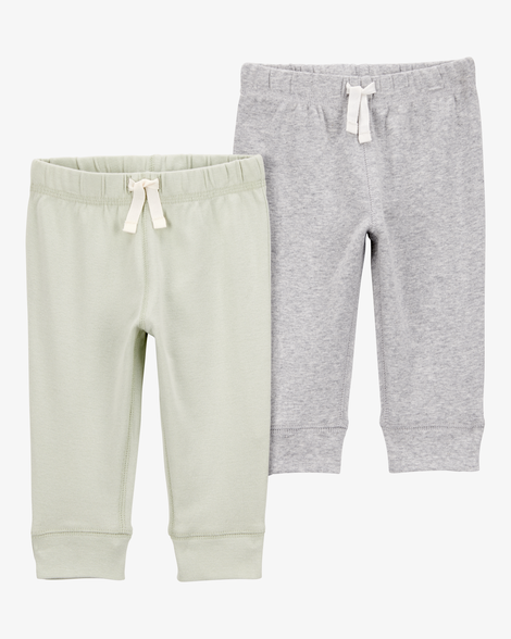 baby 2-pack jogger pants - green/grey