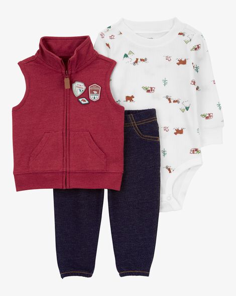  Product image 1 of Baby 3-Piece Camping Ranger Little Vest Outfit Set
