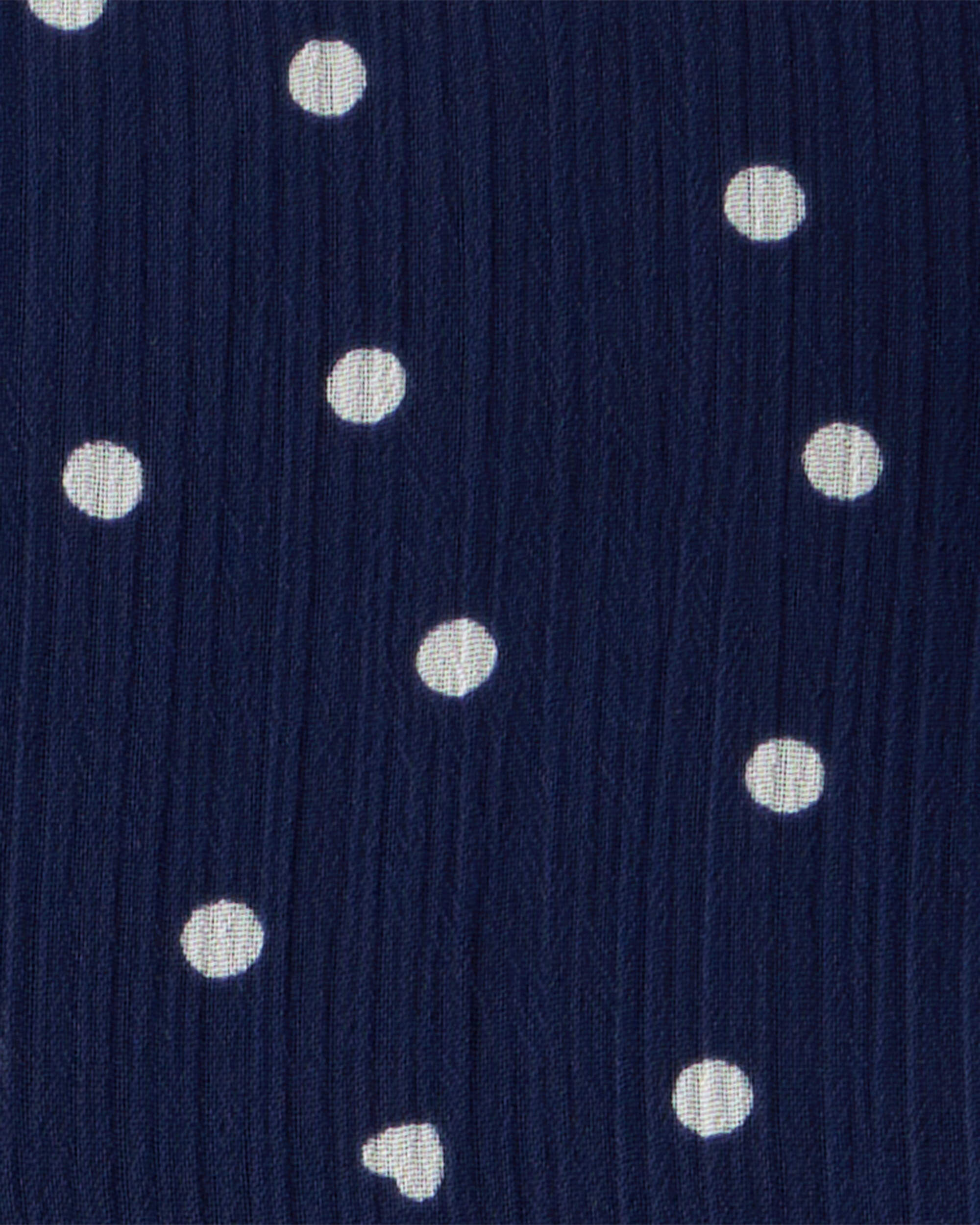 Baby Polka Dot Chiffon Crinkle Short-Sleeve Dress - Navy