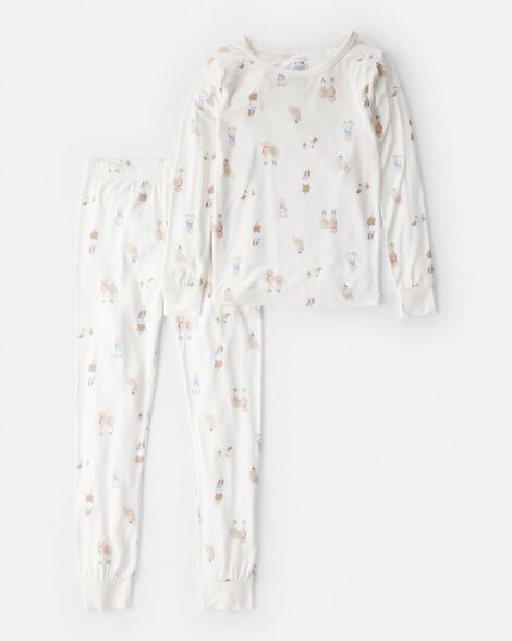 kid dog print purelysoft 2-piece pajamas - white