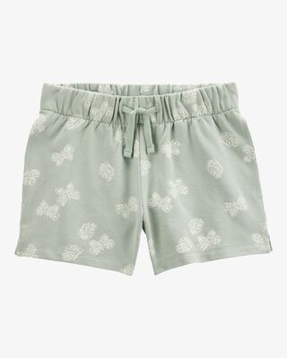 Product image 1 of Kid Butterfly Print Pull-On French Terry Shorts - Green