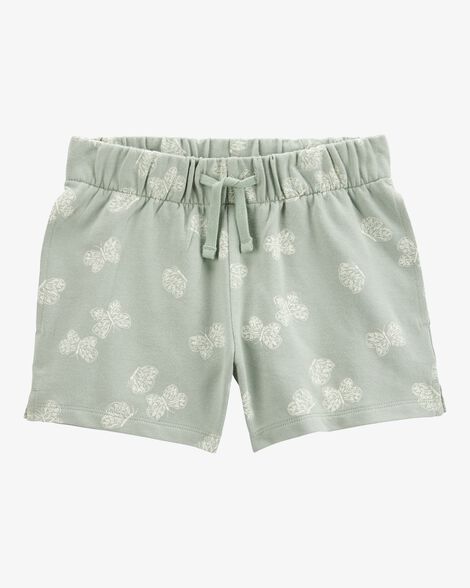  Product image 1 of Kid Butterfly Print Pull-On French Terry Shorts - Green