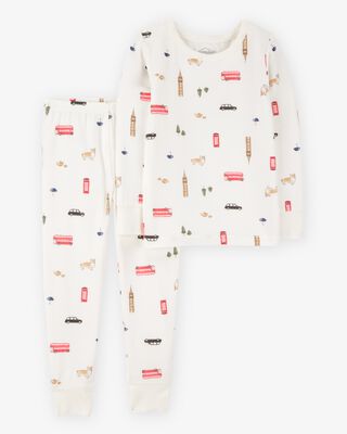 Product image 1 of Toddler London Print PurelySoft 2-Piece Pajamas - Ivory
