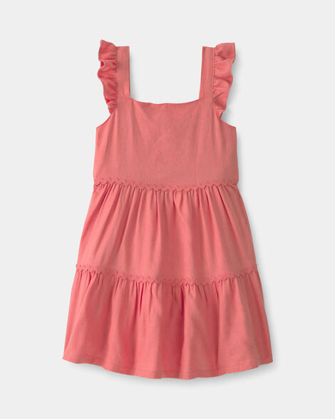 toddler girl ruffle-sleeve tiered dress - coral