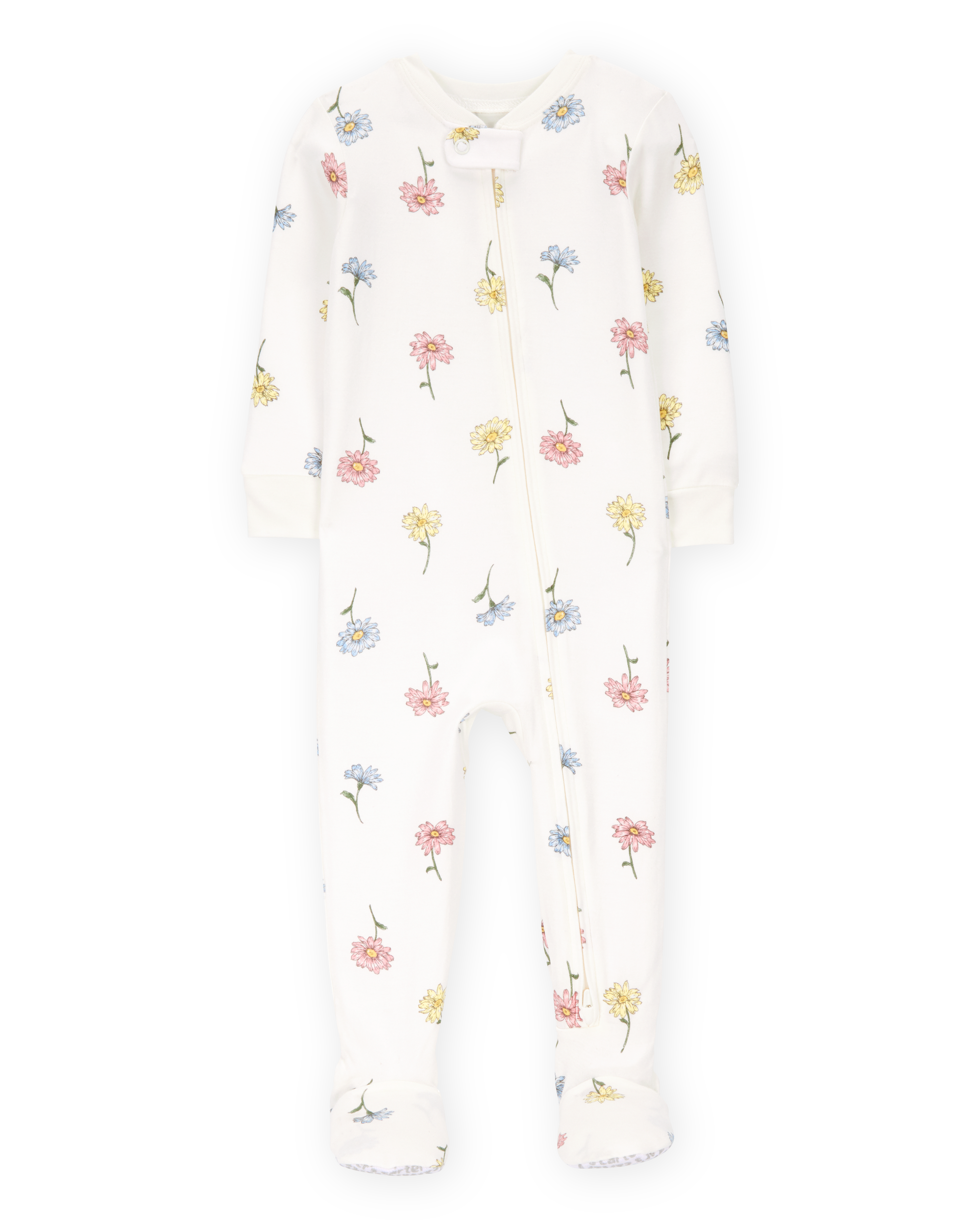 Baby Girl Floral Print PurelySoft Footie 1-Piece Pajamas - Ivory