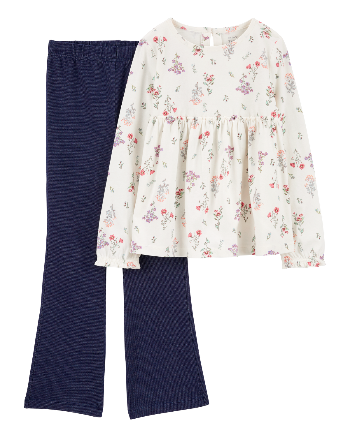 Kid 2-Piece Floral Long-Sleeve Top & Pull-On Flare Pant Set