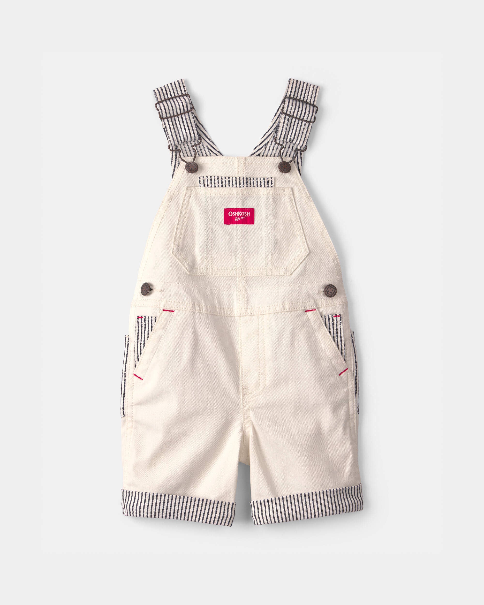 OshKosh Bgosh Toddler Striped Shortall 2T IvoryNavy Blue 30$