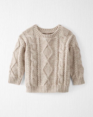 Product image 1 of Baby Organic Cotton Cable Knit Sweater in Toasted Wheat
