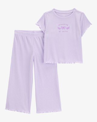 Toddler Bee Print Loose Fit 2-Piece Pajamas - Blue