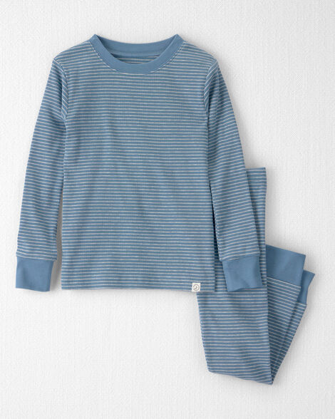 Toddler 2-Piece Organic Cotton Ribbed Pajama Set in Stripes