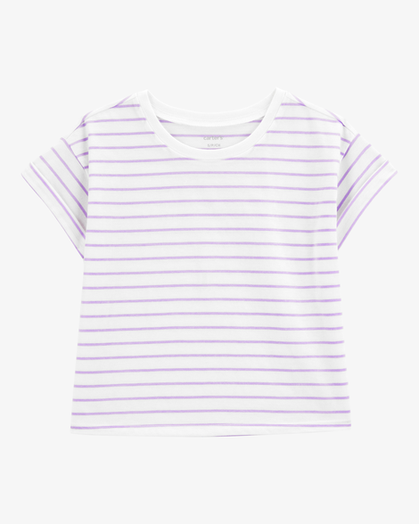 kid striped short-sleeve fashion top - purple