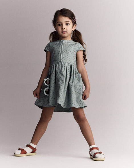 Toddler Girl Laura Dress with Pockets - Pale Blue