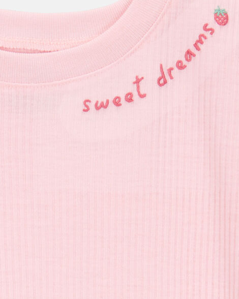 Product image 3 of Girls Strawberry Print Loose Fit 2-Piece Pajamas - Pink