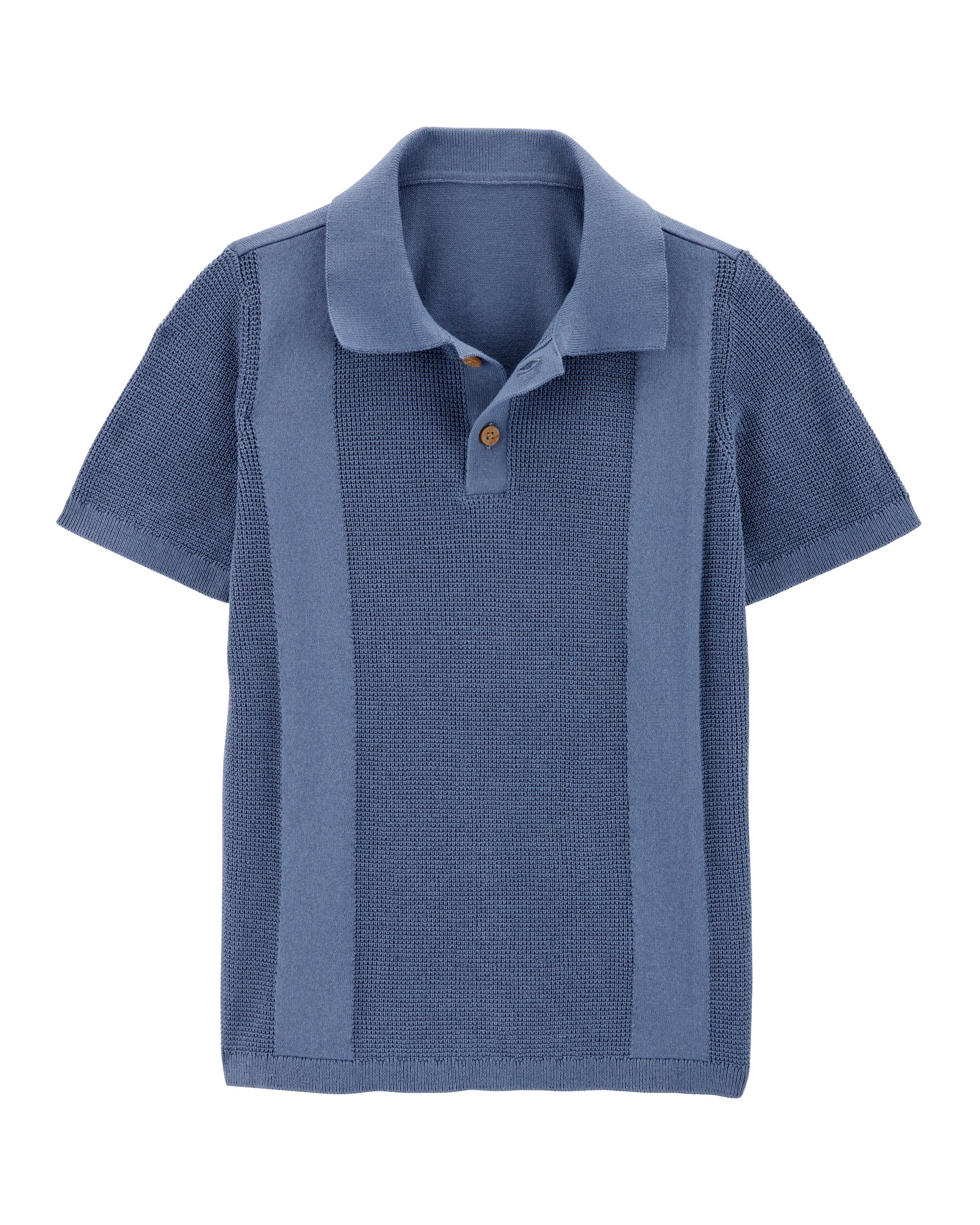 Boys Double Stripe Polo Knit Shirt - Blue