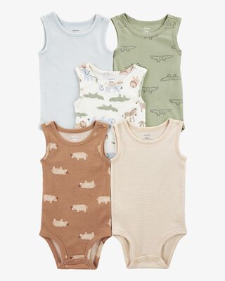 Product image 1 of Baby 5-Pack Animals Sleeveless Bodysuits