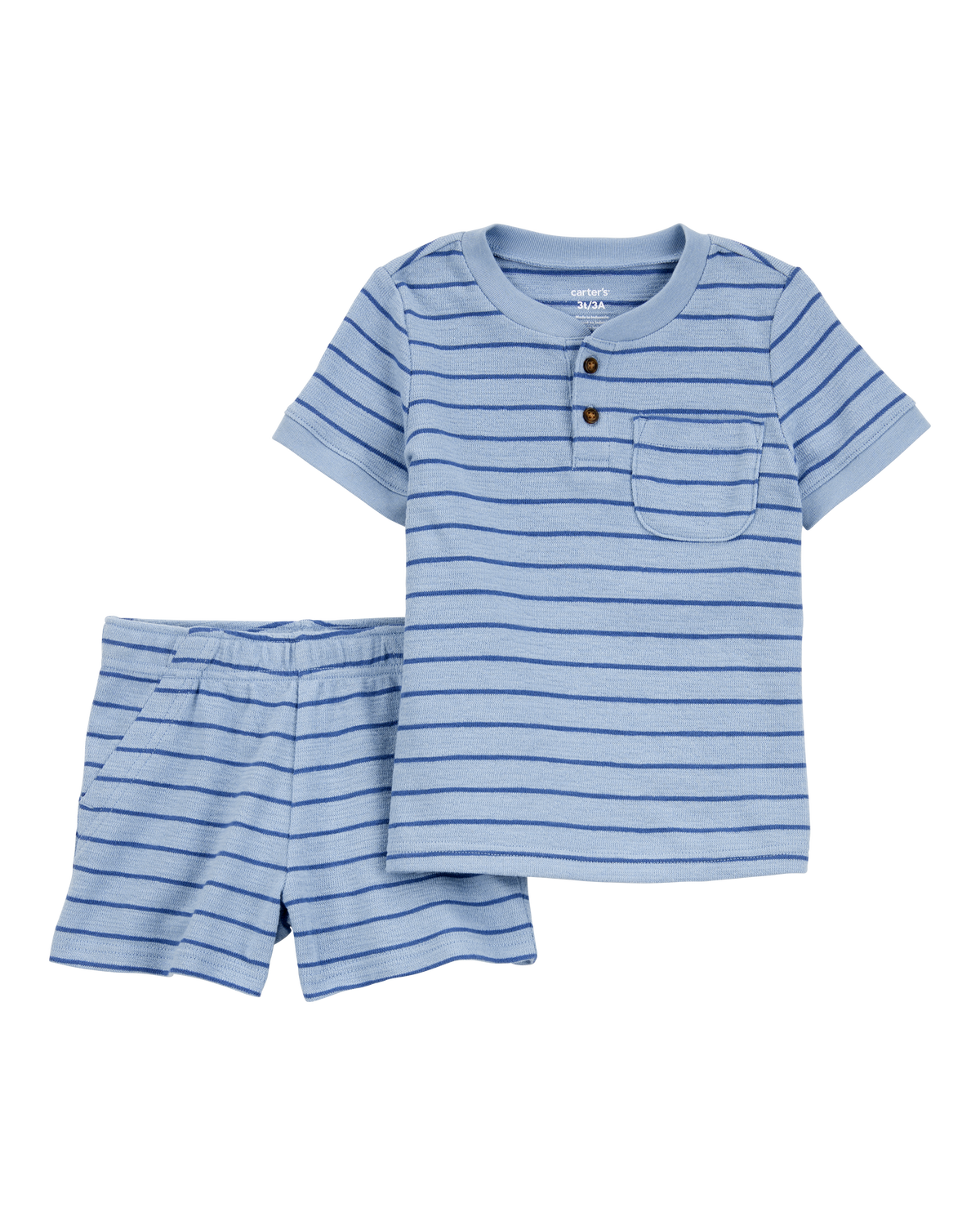 Toddler 2-Piece Striped Henley Outfit Set - Blue - Carter's