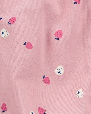 Product image 2 of Baby Strawberry Print Ribbed Short-Sleeve Romper - Pink