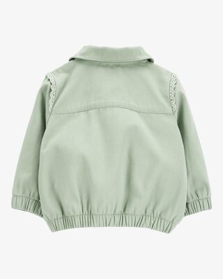 Product image 2 of Baby Zip-Up Eyelet Woven Jacket - Green