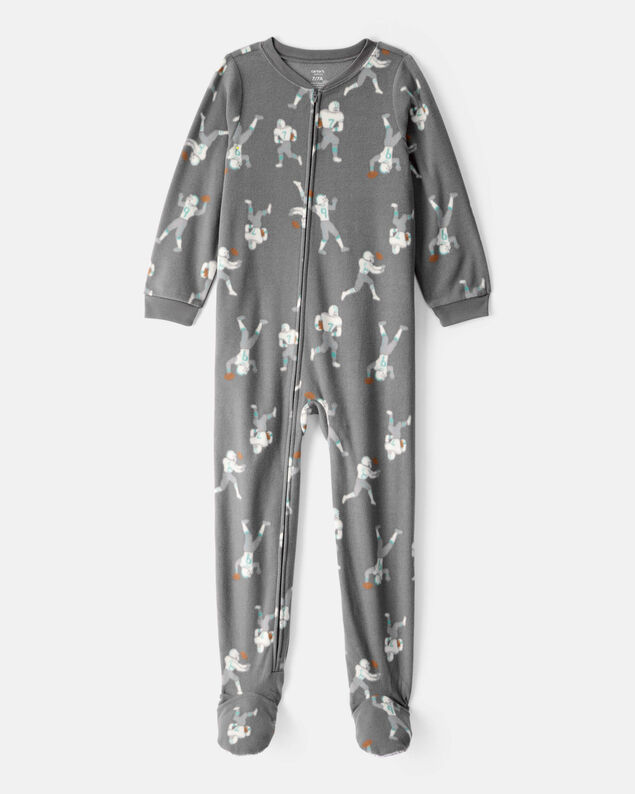 Product image 1 of Boys Football Print Loose Fit Long-Sleeve Zip-Up 1-Piece Pajamas