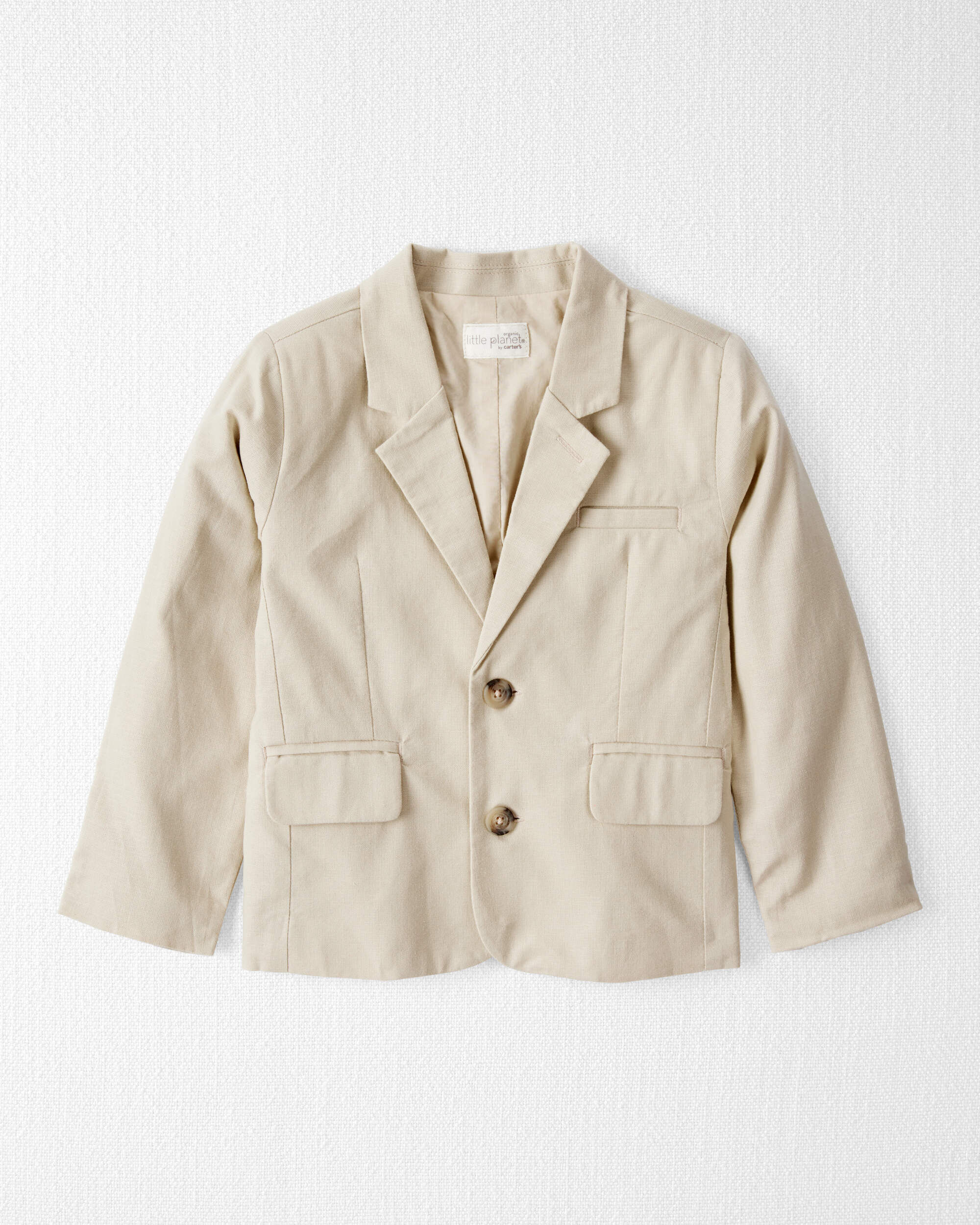 Toddler Linen Suit Jacket Made With Organic Cotton - Khaki