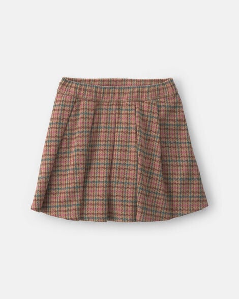 girls houndstooth skort - brown