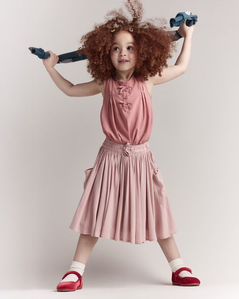 Toddler Girl Avenue Twirl™ Midi Skirt with Otter Pockets - Light Pink