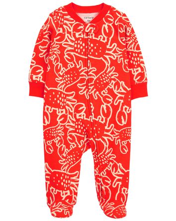 Baby 2-Way Zip Crab Cotton Sleep & Play Pajamas