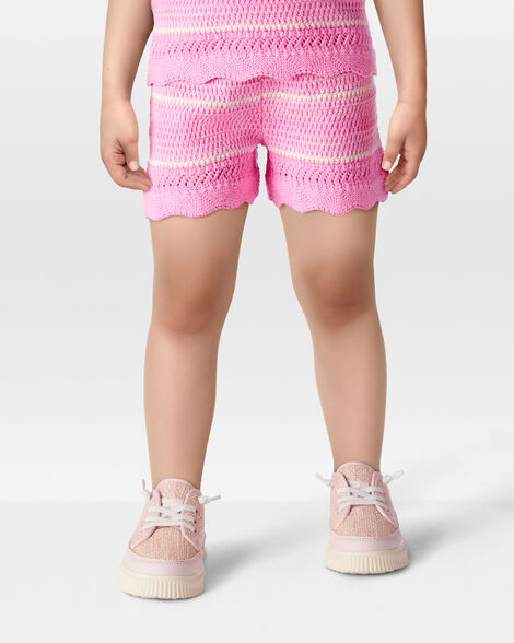  Product image 2 of Toddler Striped Crotchet Knit Shorts - Pink