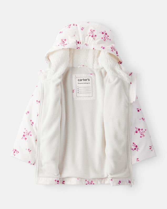 Product image 2 of Toddler Girl Floral Long-Sleeve Midweight Anorak Jacket - White