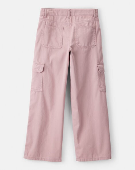Kid  High Rise Cargo Denim Jeans - Blue Wash