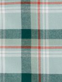 Green/Grey - Toddler 2-Piece Plaid Hooded Button-Front & Pant Set, Selected