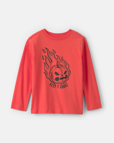 boys 'keep it ghoul' pumpkin halloween long-sleeve graphic tee - orange