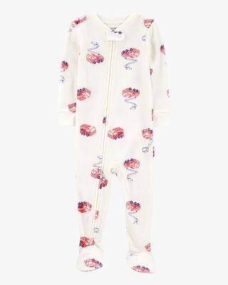 Product image 1 of Baby Fire Truck Print Waffle Knit Footie 1-Piece Pajamas
