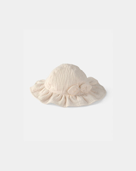baby girl bow sun hat - ivory