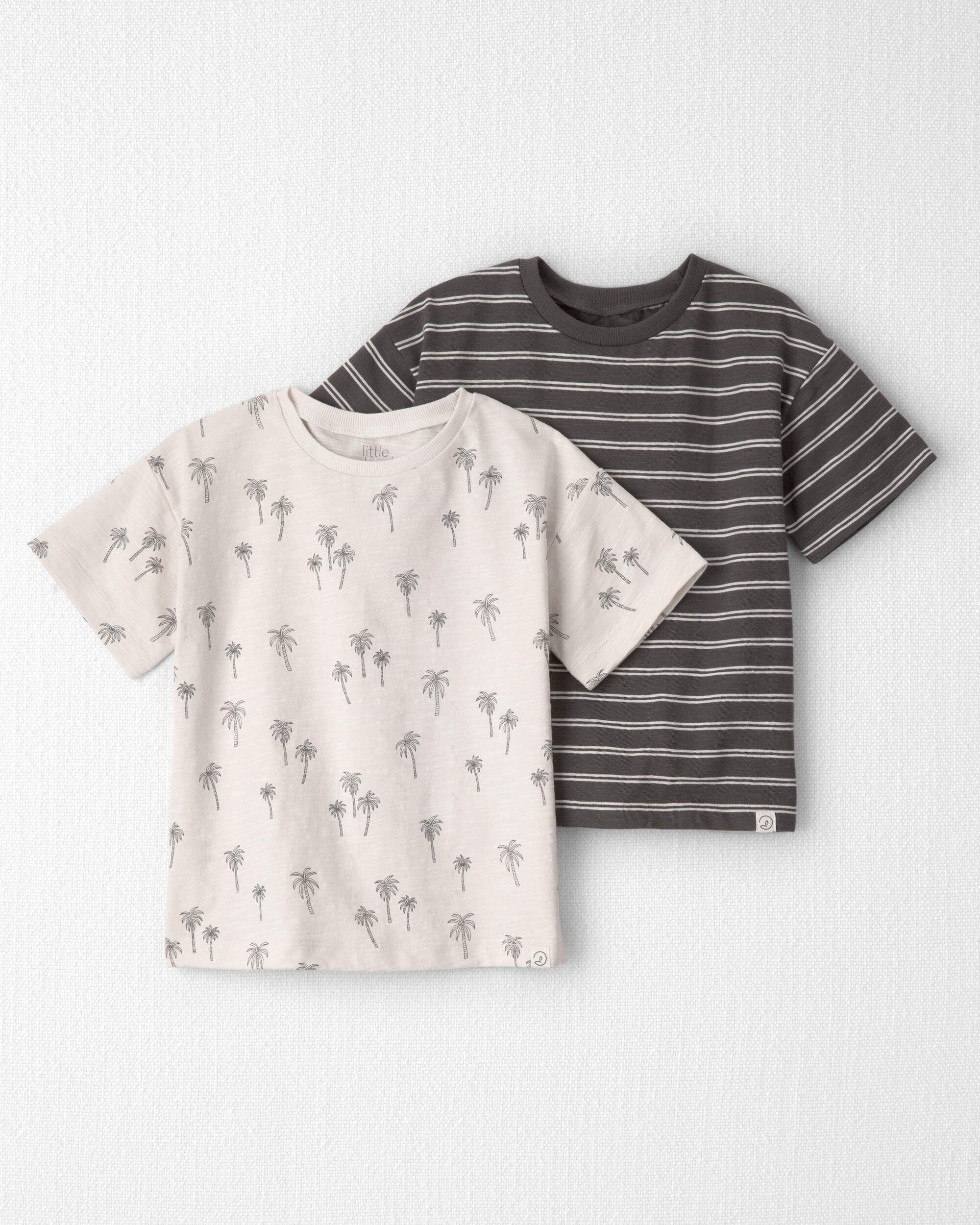 Little Planet Toddler Boy 2-Pack Organic Cotton T-Shirts in Palm Trees 2T Palm Trees Grey 28$