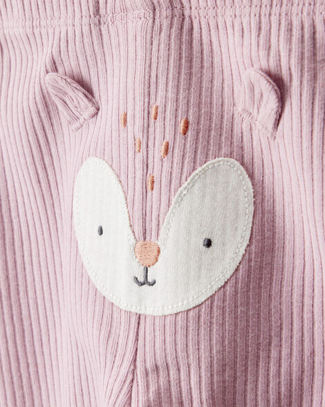 Product image 2 of Baby Girl 3-Piece Woodland Creatures Long-Sleeve Bodysuits & Pant Set - Pink/White