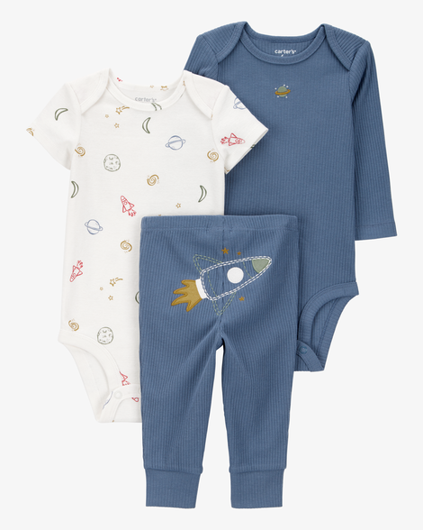 baby boy 3-piece rocket ship little character set