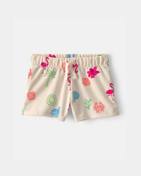 baby girl beach french terry shorts - cream
