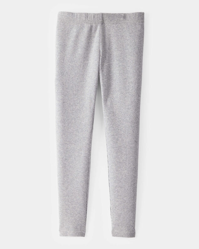 Product image 2 of Kid Solid Cotton Ribbed Stretch Leggings - Grey