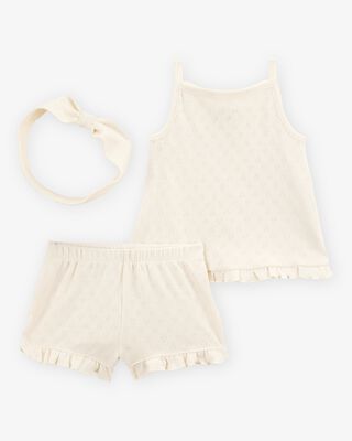 Product image 1 of Baby 3-Piece Pointelle Heart Outfit Set - Cream