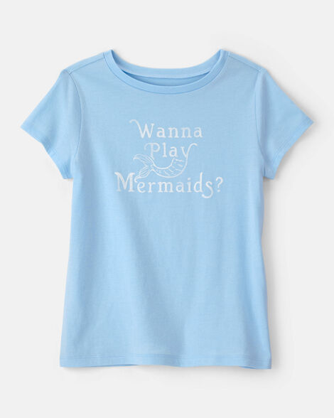 girls mermaid graphic tee - blue