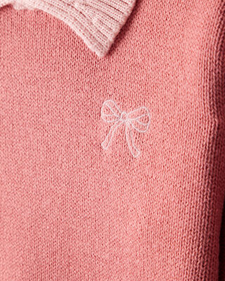 Product image 2 of Toddler Girl Bow Cotton Long-Sleeve Sweater - Pink