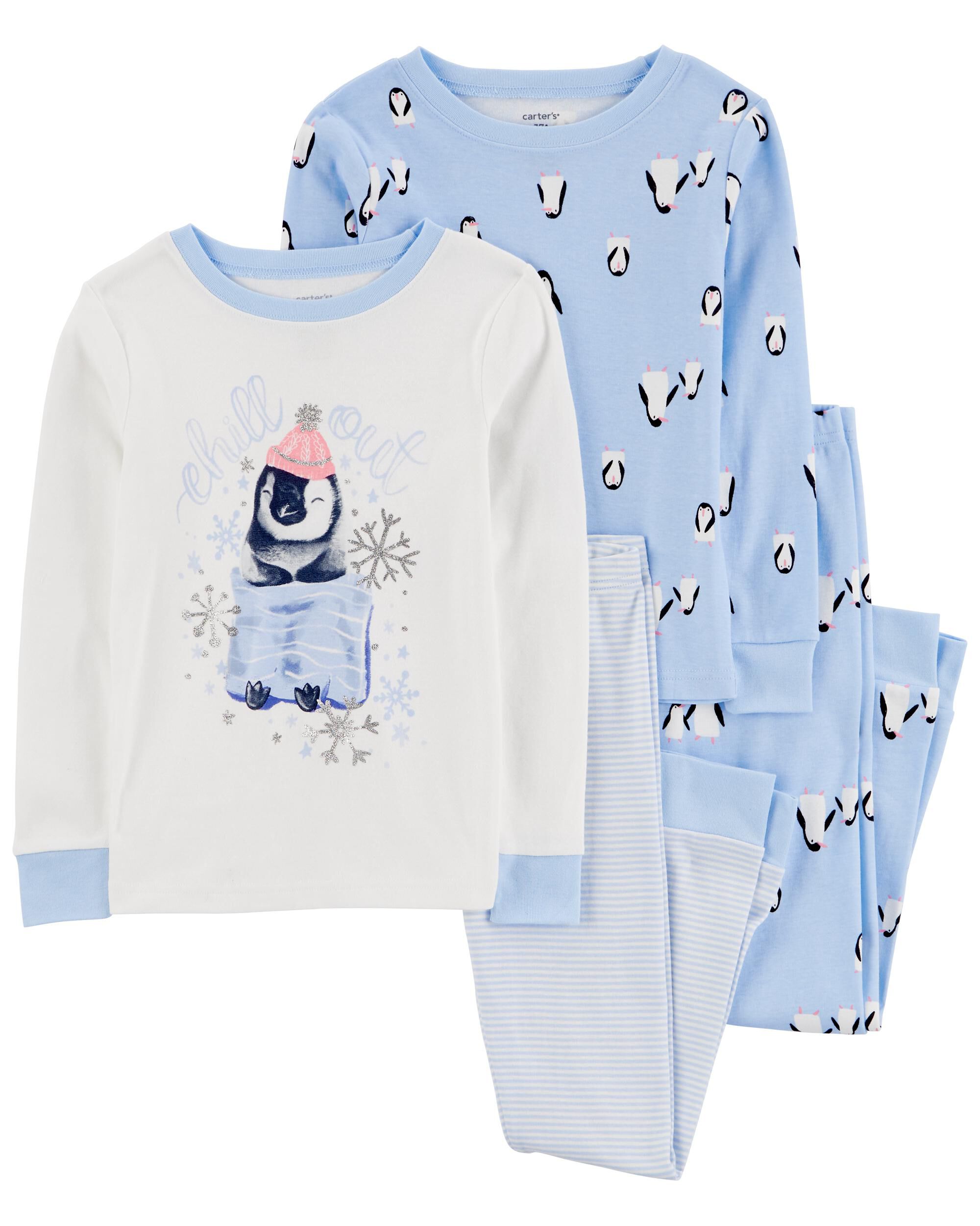 Kid 4 Piece Penguin 100 Snug Fit Cotton Pajamas
