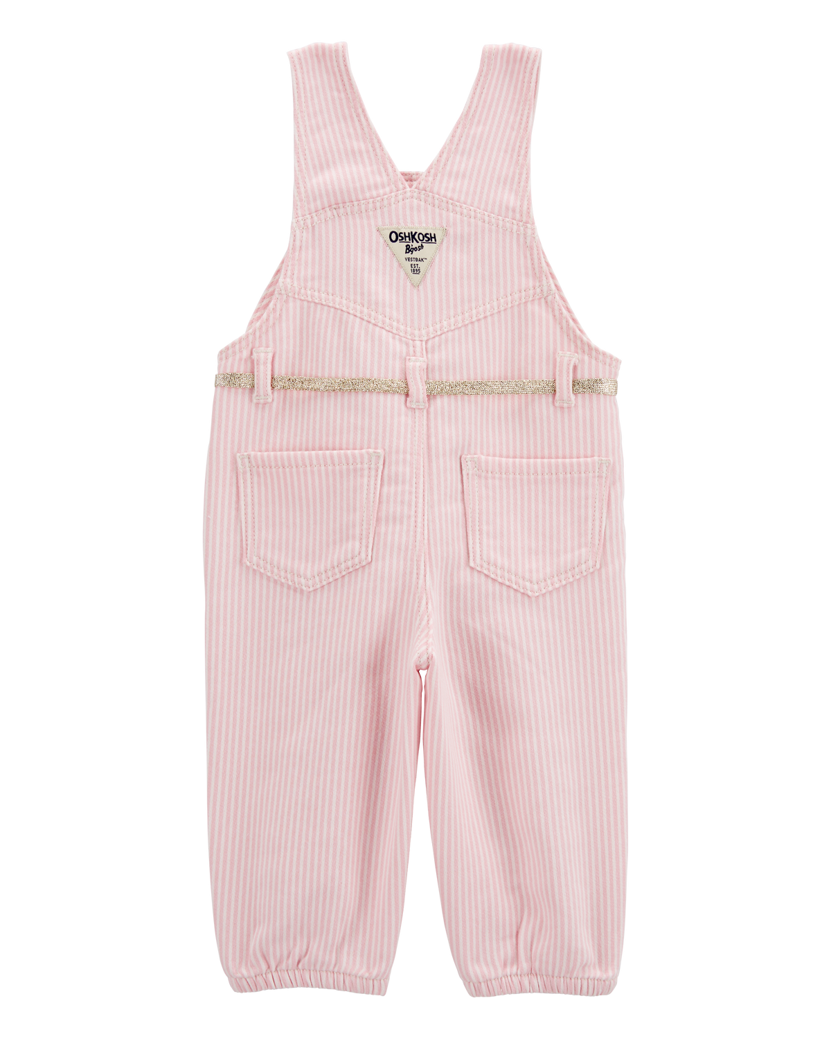 Baby Knit Denim Hickory Stripe Overalls - Pink - OshKosh