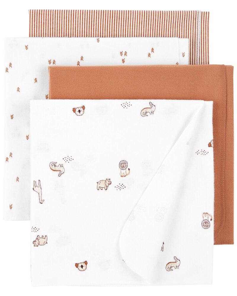 Brown/White Baby 4-Pack Receiving Blankets | carters.com