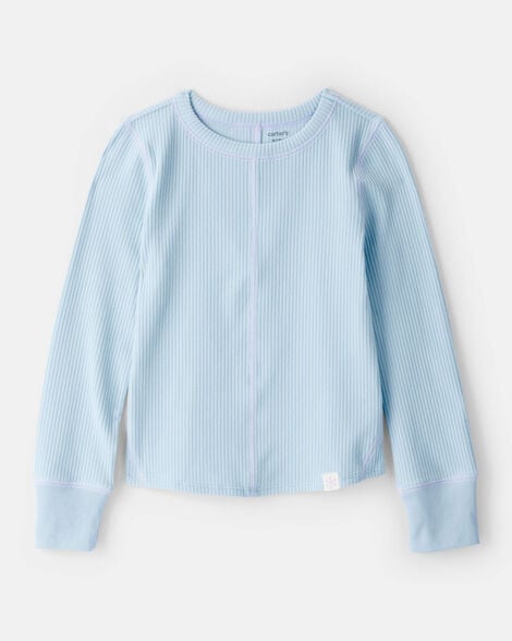 girls active rib long-sleeve top - blue