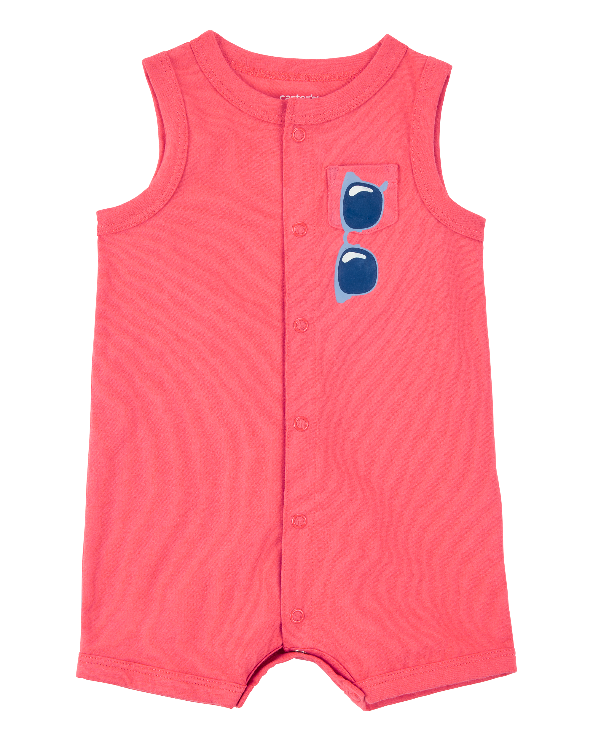 Baby Boy Sunglasses Snap-Up Romper - Coral
