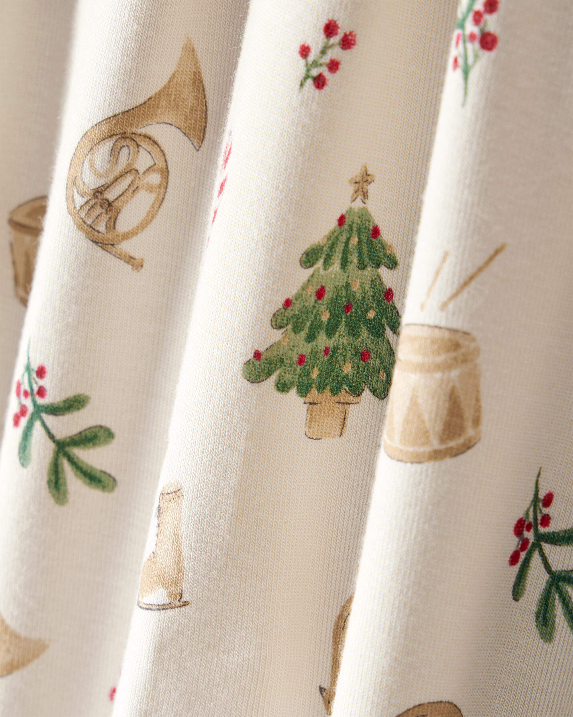 Baby Christmas Print PurelySoft Long-Sleeve Sleep & Play Pajamas - White